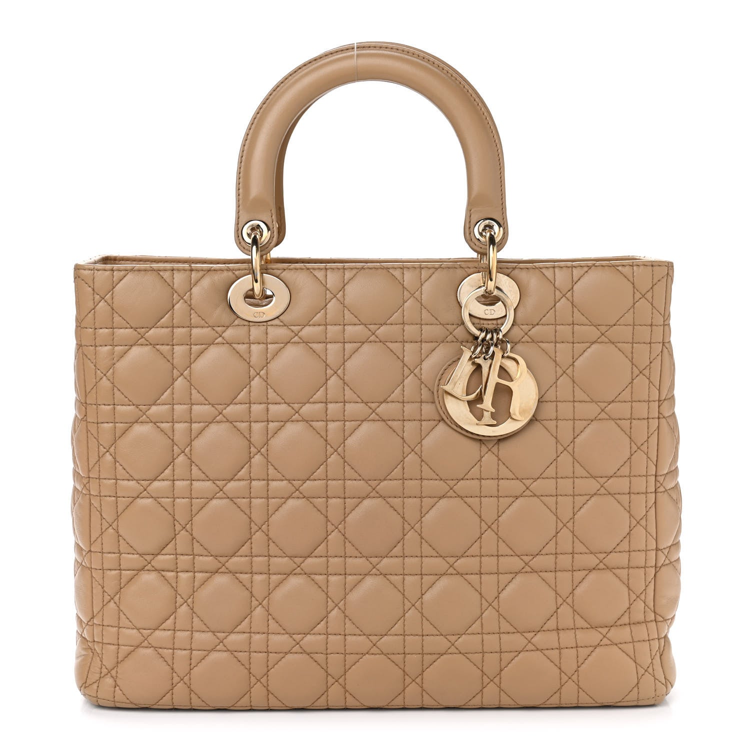 Christian Dior Lambskin Cannage Large Lady Dior Beige 1 of 12