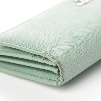 Prada Saffiano Metal Continental Flap Wallet Acquamarina 12 of 16