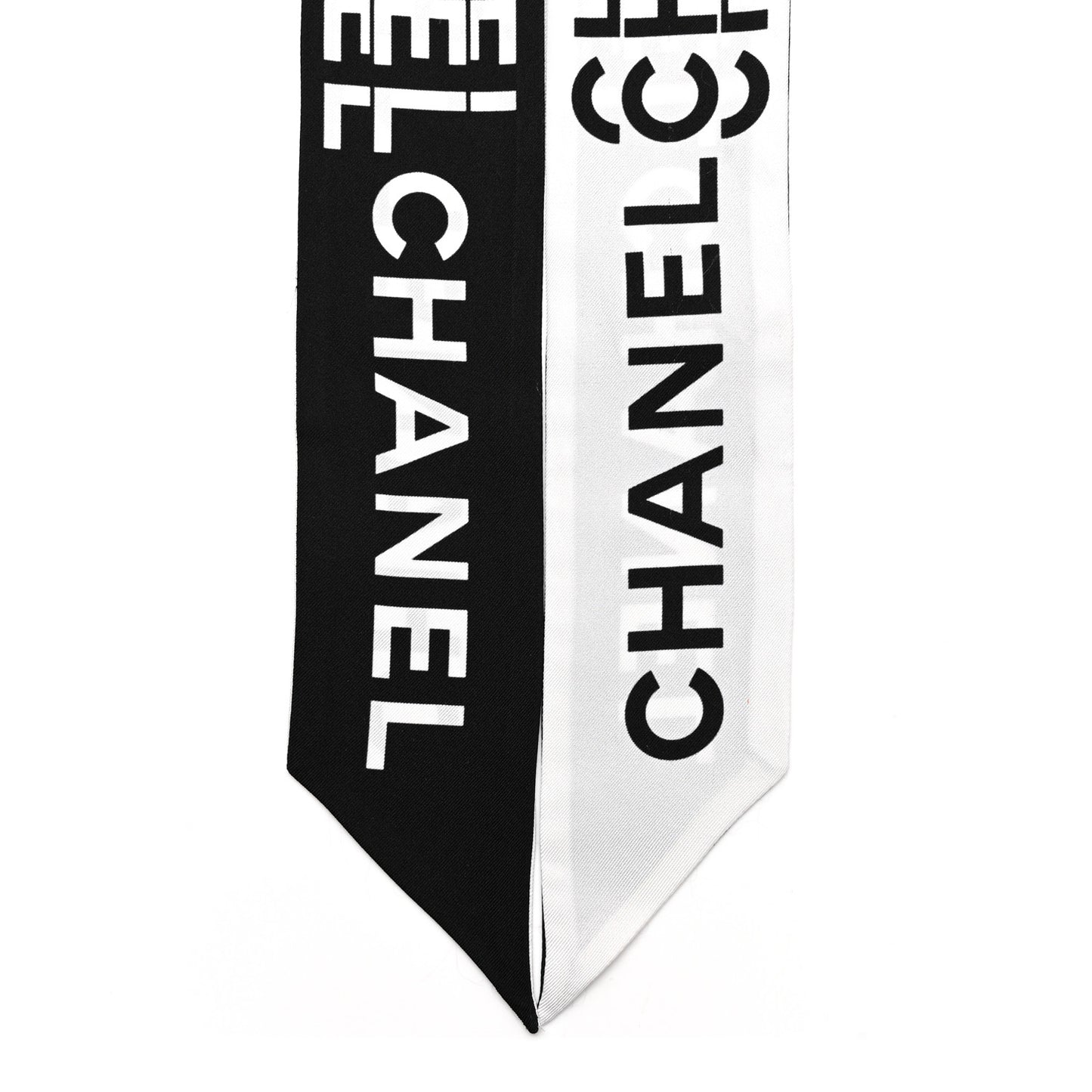 Silk Logo Slim Bandeau Scarf Black White