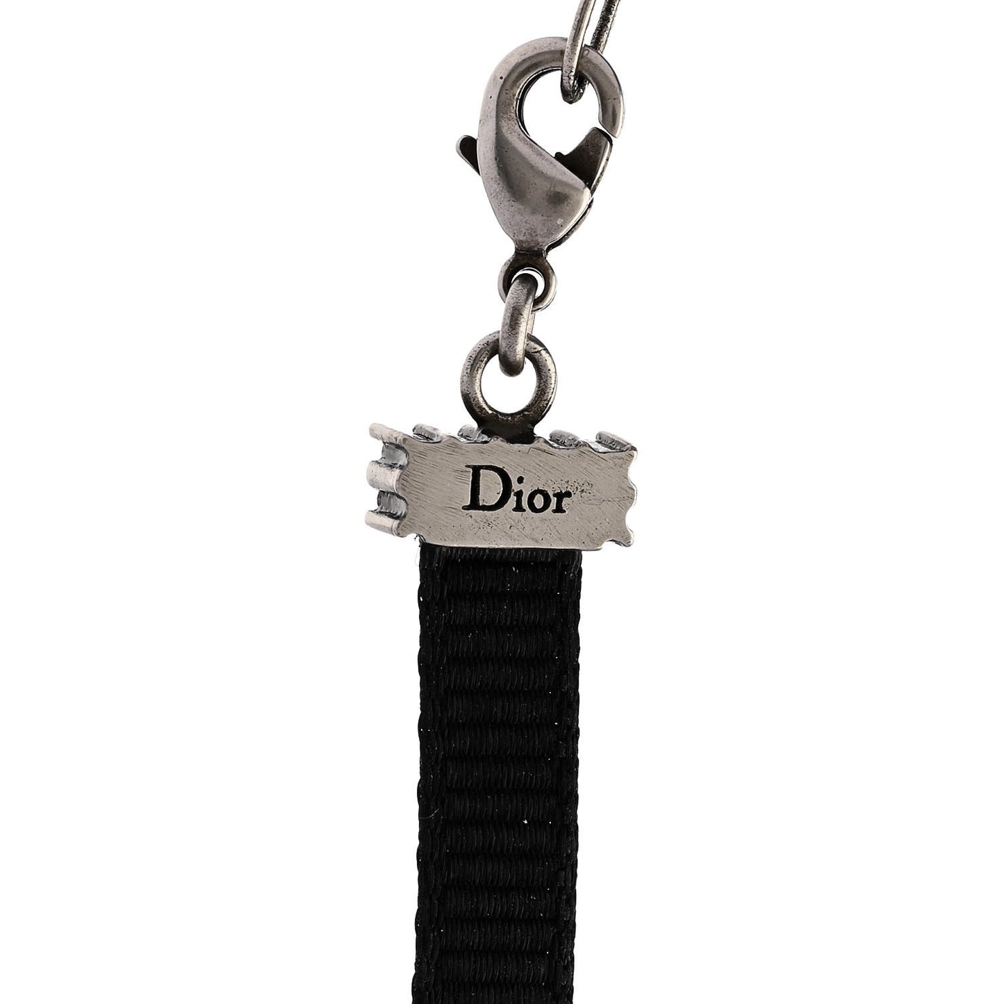 Grosgrain Ribbon Crystal J'Adior Logo Choker Necklace Multicolor