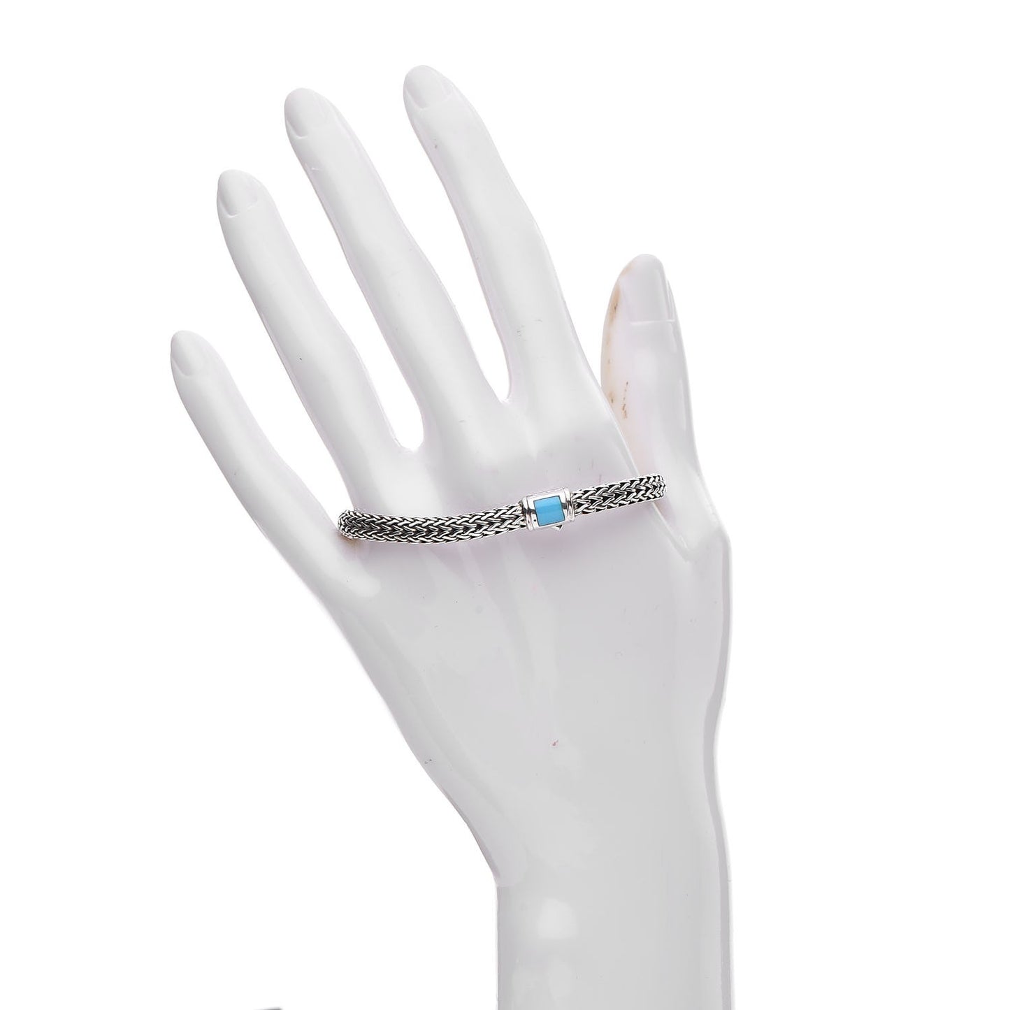 Sterling Silver Turquoise Classic Chain Bracelet M