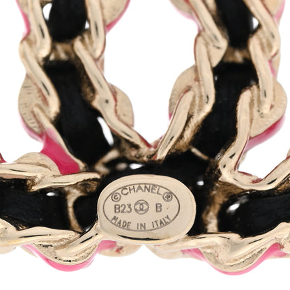 Chanel Lambskin CC Chain Earrings Black Gold Pink 4 of 4