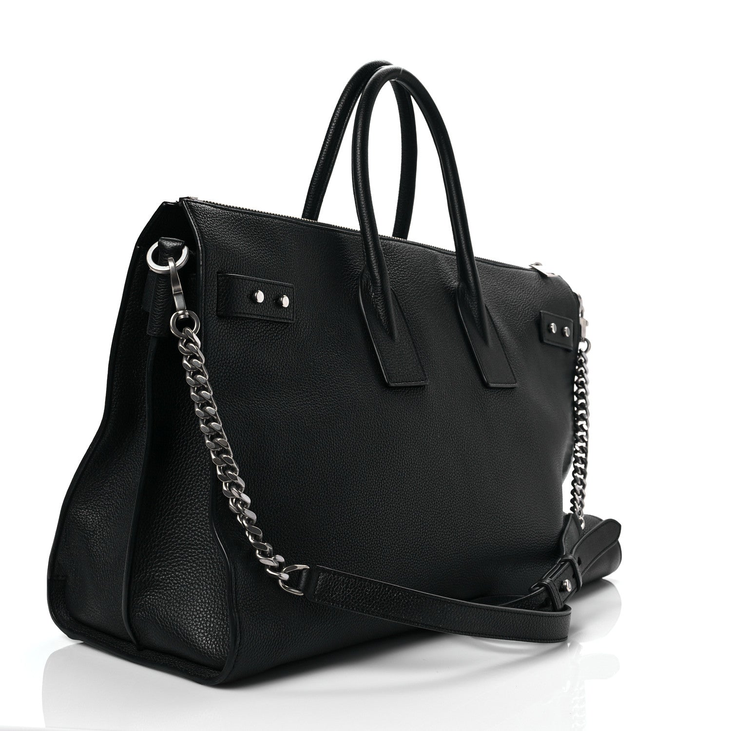Saint Laurent Grained Calfskin 48H Sac De Jour Duffle Black 3 of 7