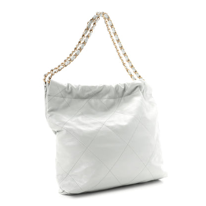 Chanel Shiny Calfskin Quilted Small Chanel 22 Light Blue 4 of 11