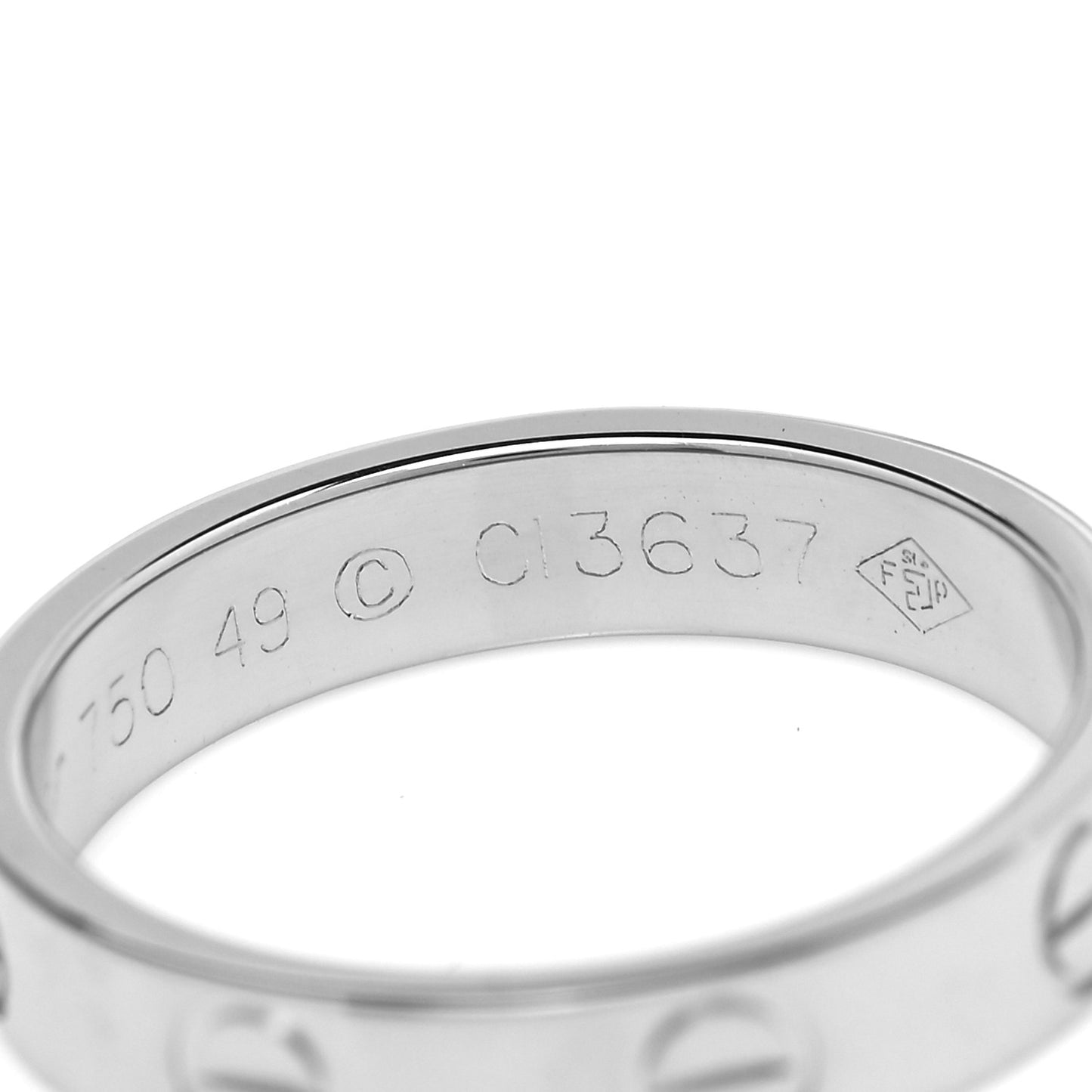 18K White Gold 3.5mm LOVE Wedding Band Ring 49 4.75