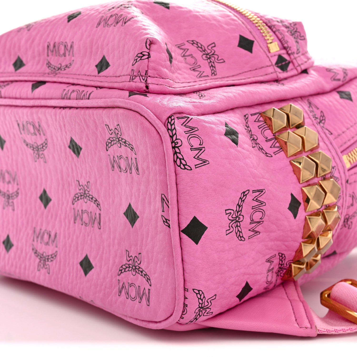 MCM Visetos Side Stud Mini Stark Backpack Pink 9 of 9