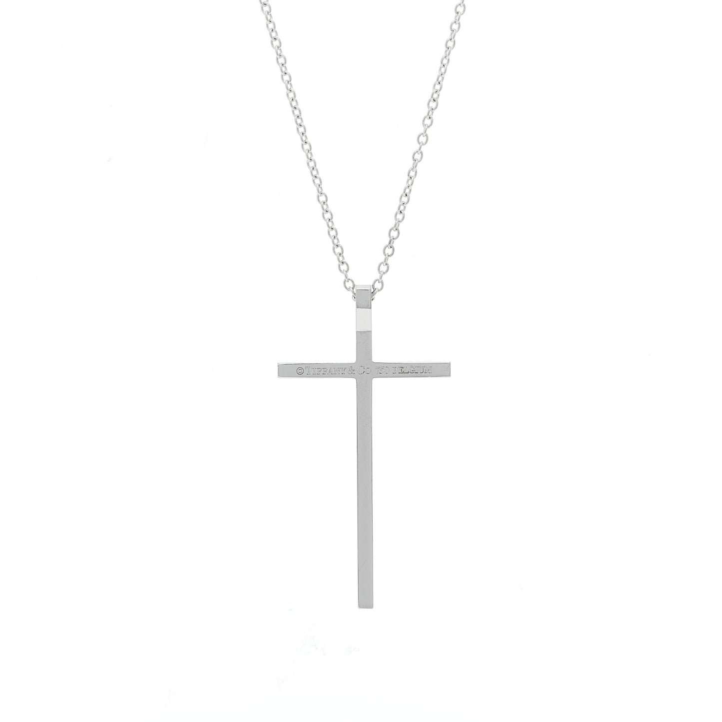 18K White Gold Diamond Metro Cross Pendant Necklace