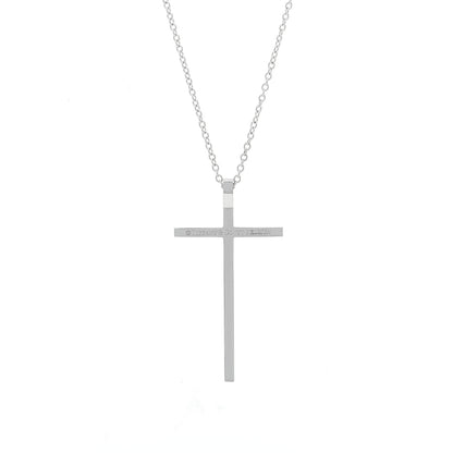 Tiffany 18K White Gold Diamond Metro Cross Pendant Necklace 3 of 6