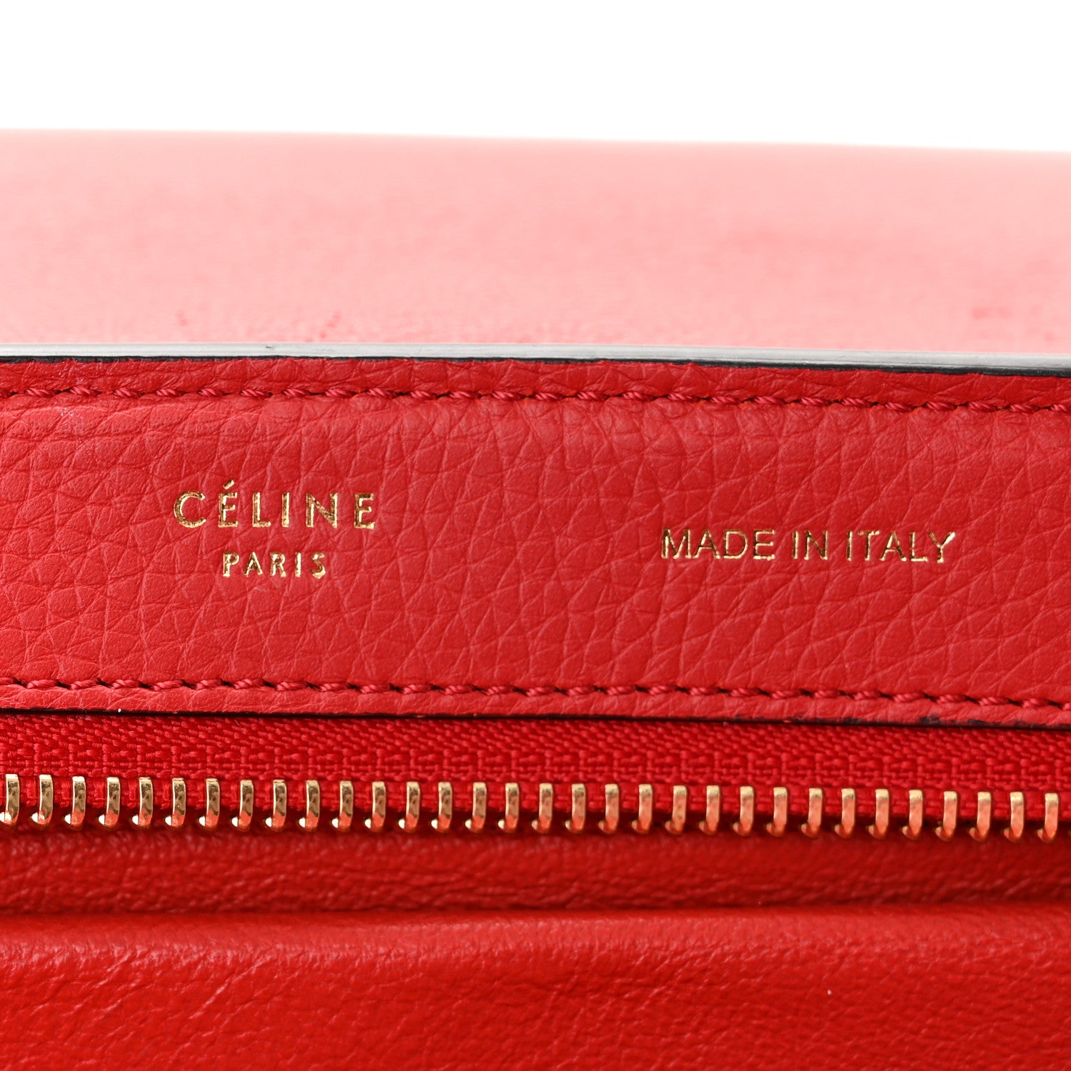 Celine Drummed Calfskin Suede Medium Trapeze Coquelicot 6 of 9