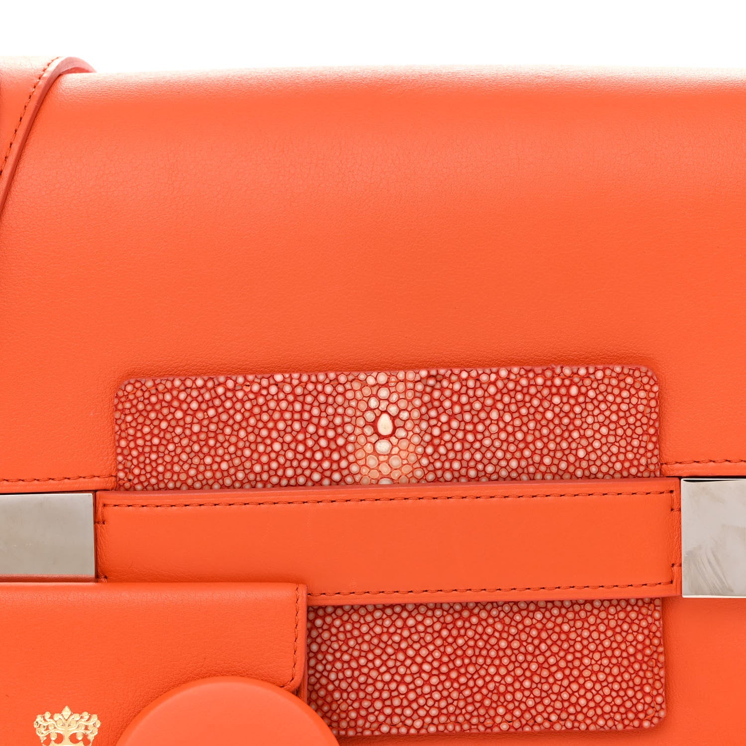Delvaux Calfskin Galuchat Madame Shoulder Bag Orange 8 of 13