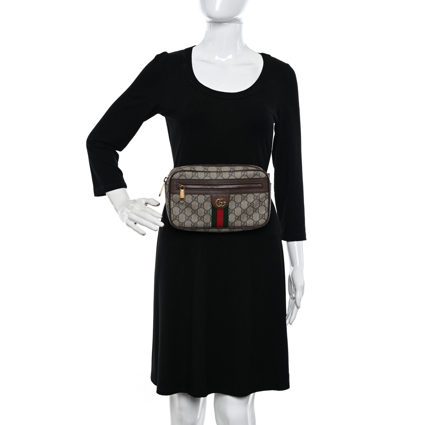 Soft GG Supreme Monogram Medium Ophidia Belt Bag Dark Brown