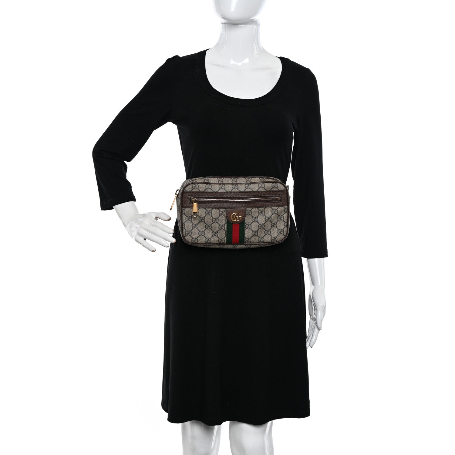 Gucci Soft GG Supreme Monogram Medium Ophidia Belt Bag Dark Brown 2 of 12