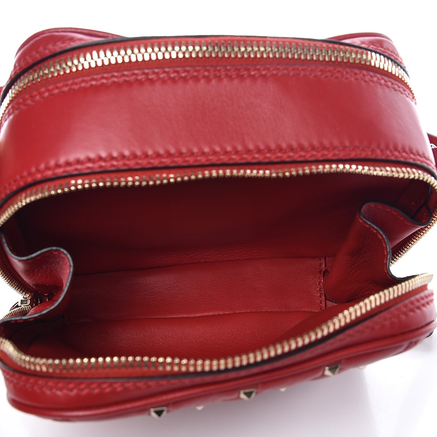 Valentino Garavani Nappa Rockstud Spike Double Zip Camera Crossbody Bag Rosso Valentino 6 of 8