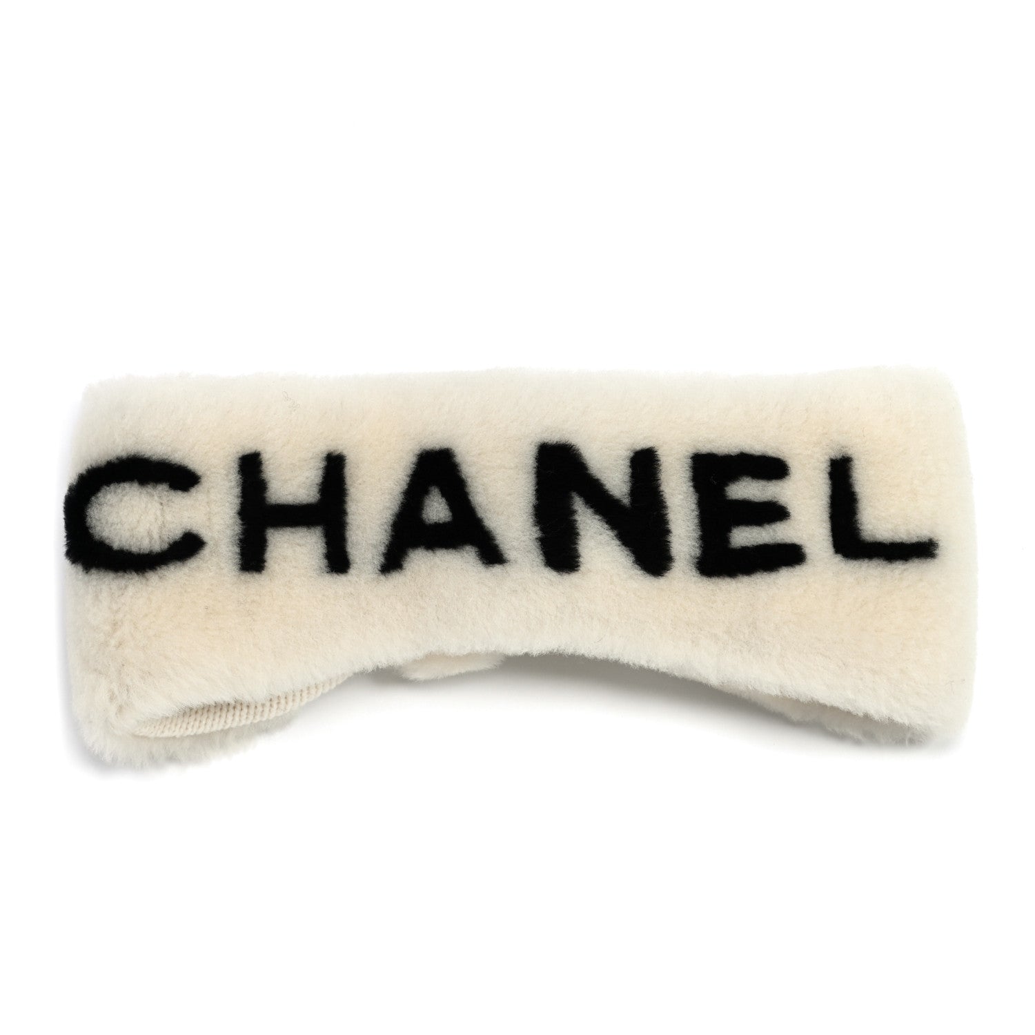 Chanel Cashmere Blend Logo Headband White Black 1 of 3