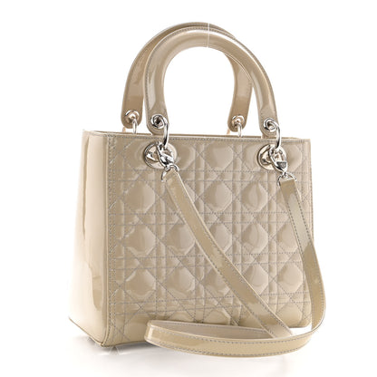 Christian Dior Patent Cannage Medium Lady Dior Beige 2 of 9