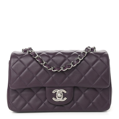 Chanel Lambskin Quilted Mini Rectangular Flap Dark Purple 1 of 9