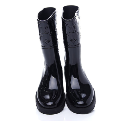 Louis Vuitton Rubber Embossed Monogram Drops Flat Half Boots 39 Black 5 of 9