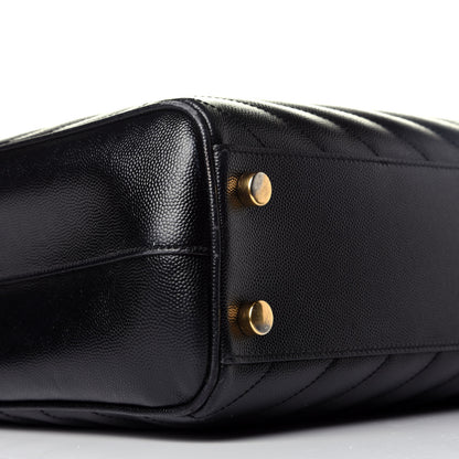 Saint Laurent Grain De Poudre Matelasse Chevron Monogram Shopping Bag Black 8 of 9