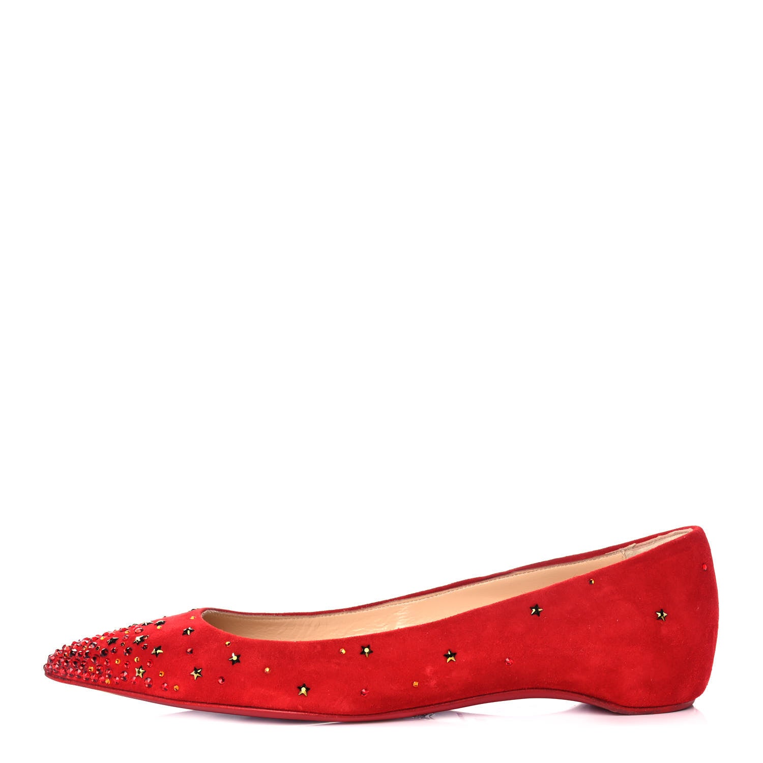 Christian Louboutin Veau Velours Embellished Gravitanita Starry Flats 39 Red 1 of 11
