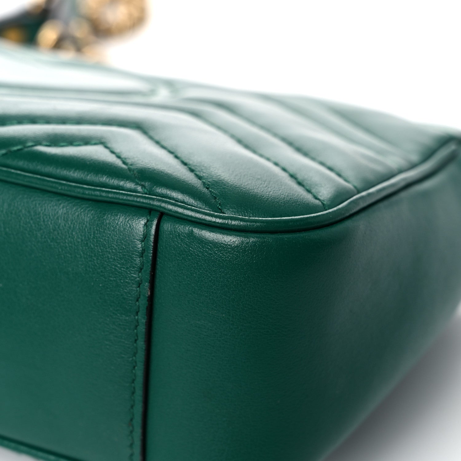 Gucci Calfskin Matelasse Mini GG Marmont Shoulder Bag Emerald Green 12 of 18