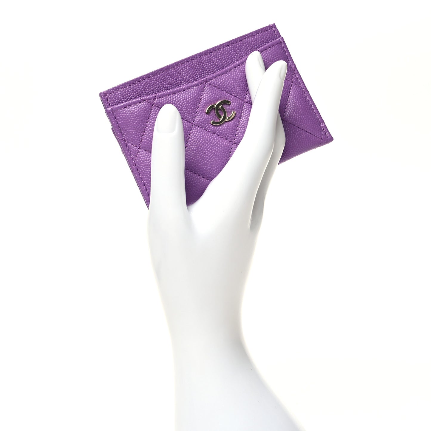 Caviar Quilted Card Holder Purple