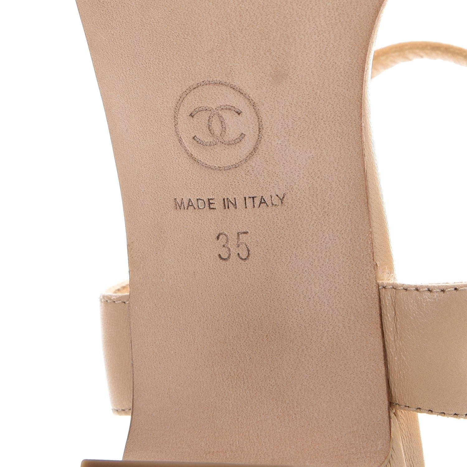 Chanel Lambskin CC Pearl Chain Sandals 35 Beige 6 of 11