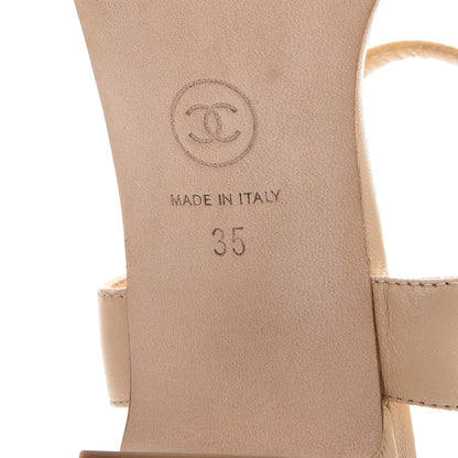 Chanel Lambskin CC Pearl Chain Sandals 35 Beige 6 of 11