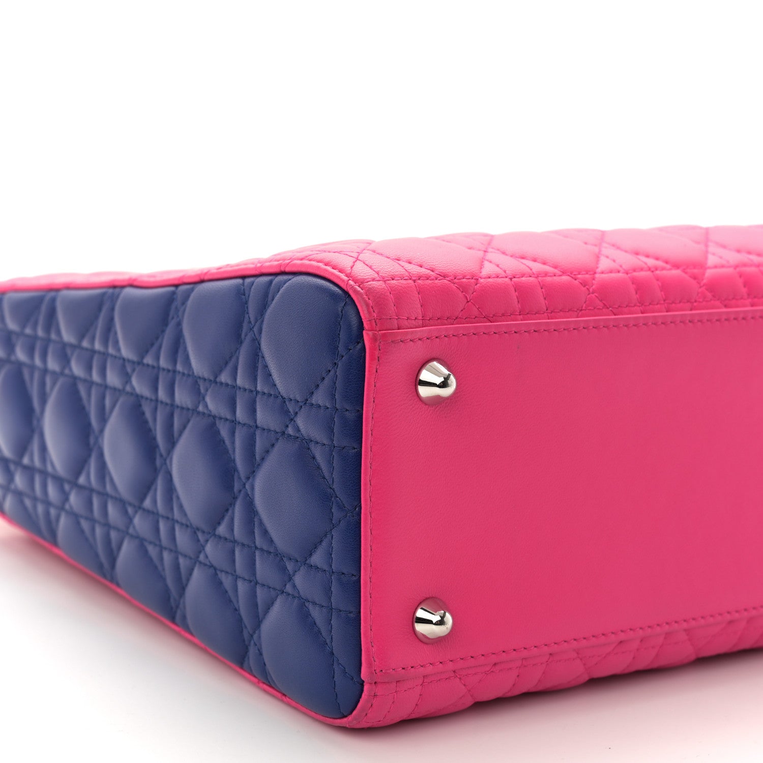 Christian Dior Lambskin Cannage Large Tri-Color Lady Dior Pink Blue Yellow 9 of 10