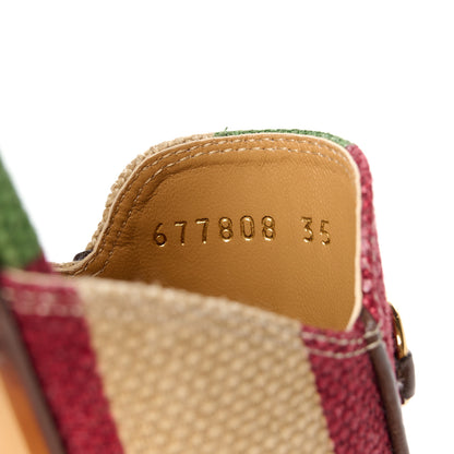 Gucci Canvas Marley Stripe 100 Centennial Womens Princetown Slippers 35 Beige New Acero 8 of 8
