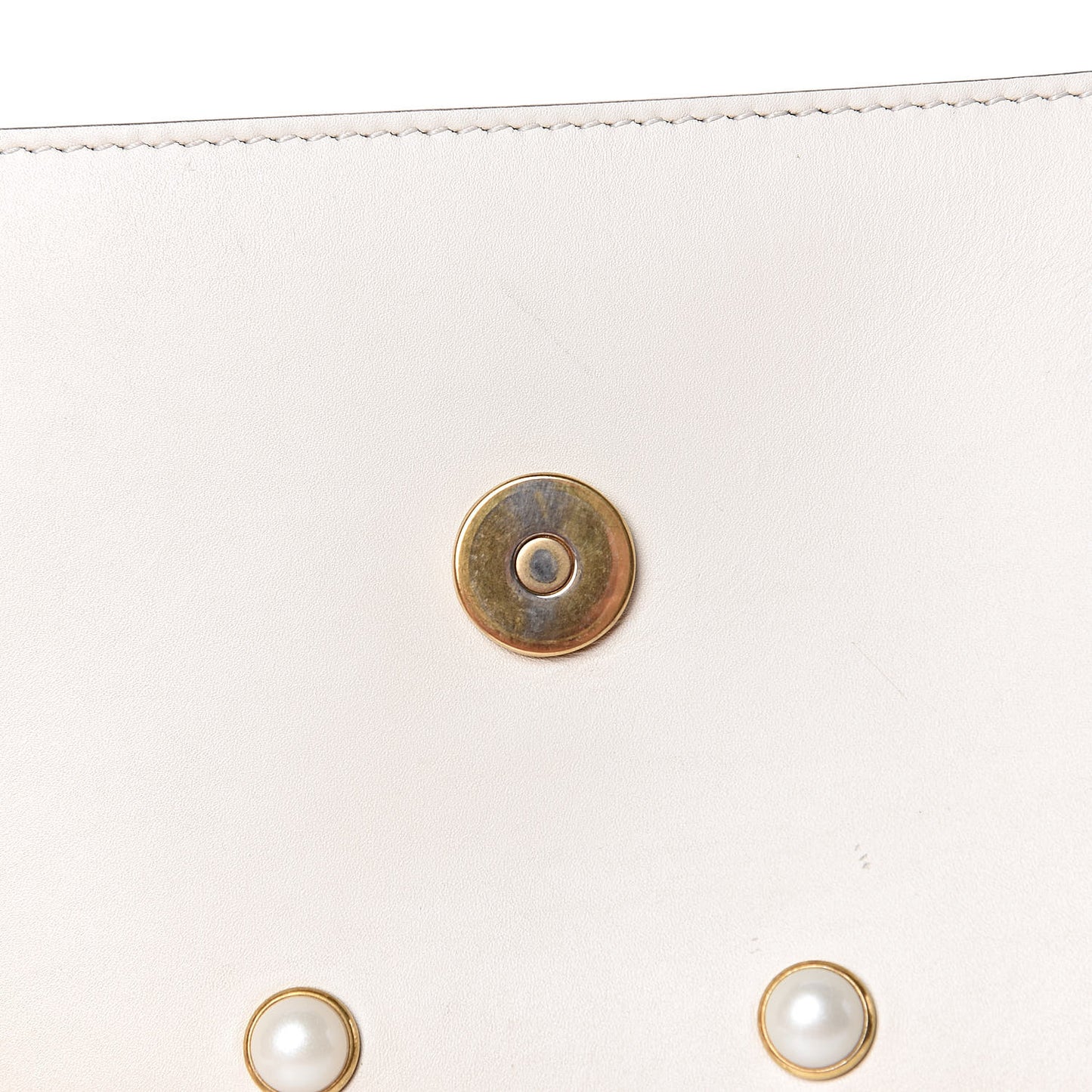 Nappa Pearl Studded Mini Queen Margaret Broadway Shoulder Bag Mystic White