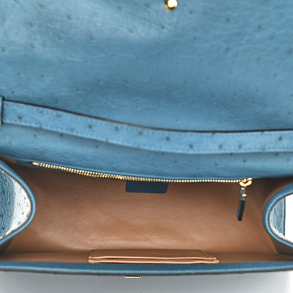 Gucci Ostrich Medium Sylvie Top Handle Bag Deep Cobalt 5 of 12