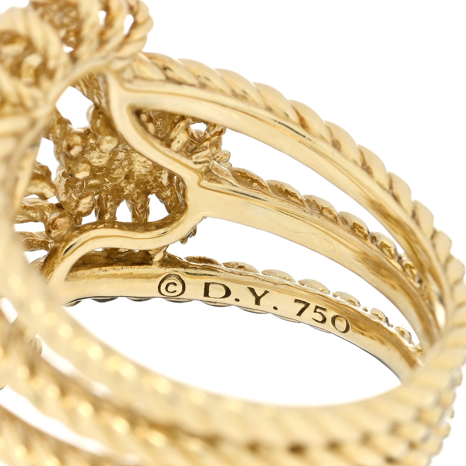 David Yurman 18K Yellow Gold Diamond Starburst Cluster Ring 55 7.25 4 of 4