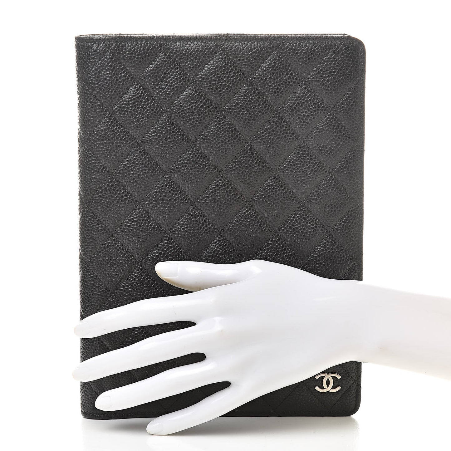 Caviar Quilted Large Agenda Cover Black