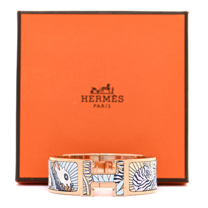 Hermes Enamel Printed Animaux Camoufles Wide Clic Clac H Bracelet PM Lilas 6 of 6