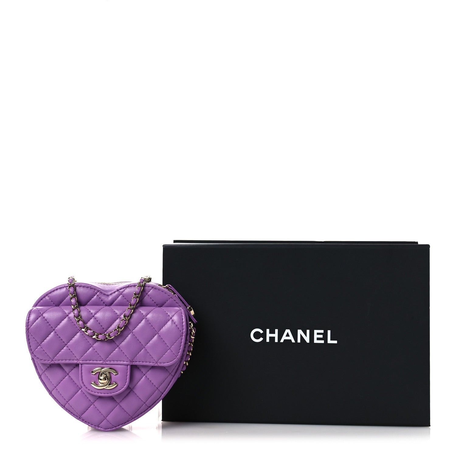 Chanel Lambskin Quilted CC In Love Heart Bag Purple 11 of 11