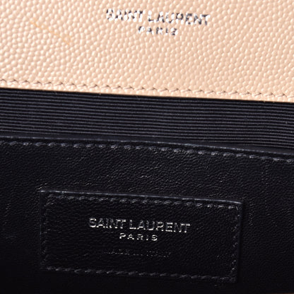 Saint Laurent Grain De Poudre Textured Mixed Matelasse Medium Triquilt Monogram Satchel Dark Beige 6 of 8