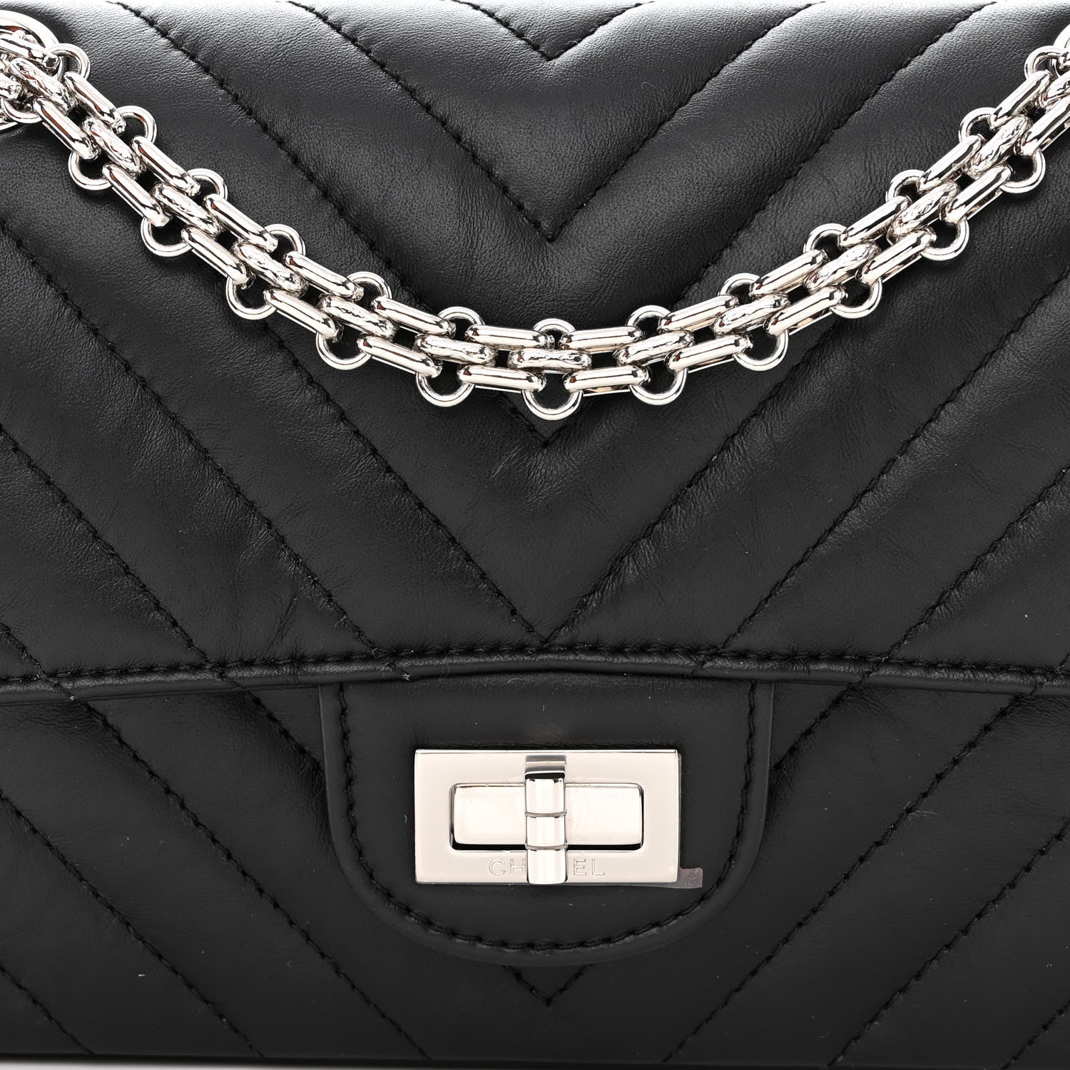 Chanel Aged Calfskin Chevron Quilted 2.55 Reissue Mini Flap Black 8 of 11