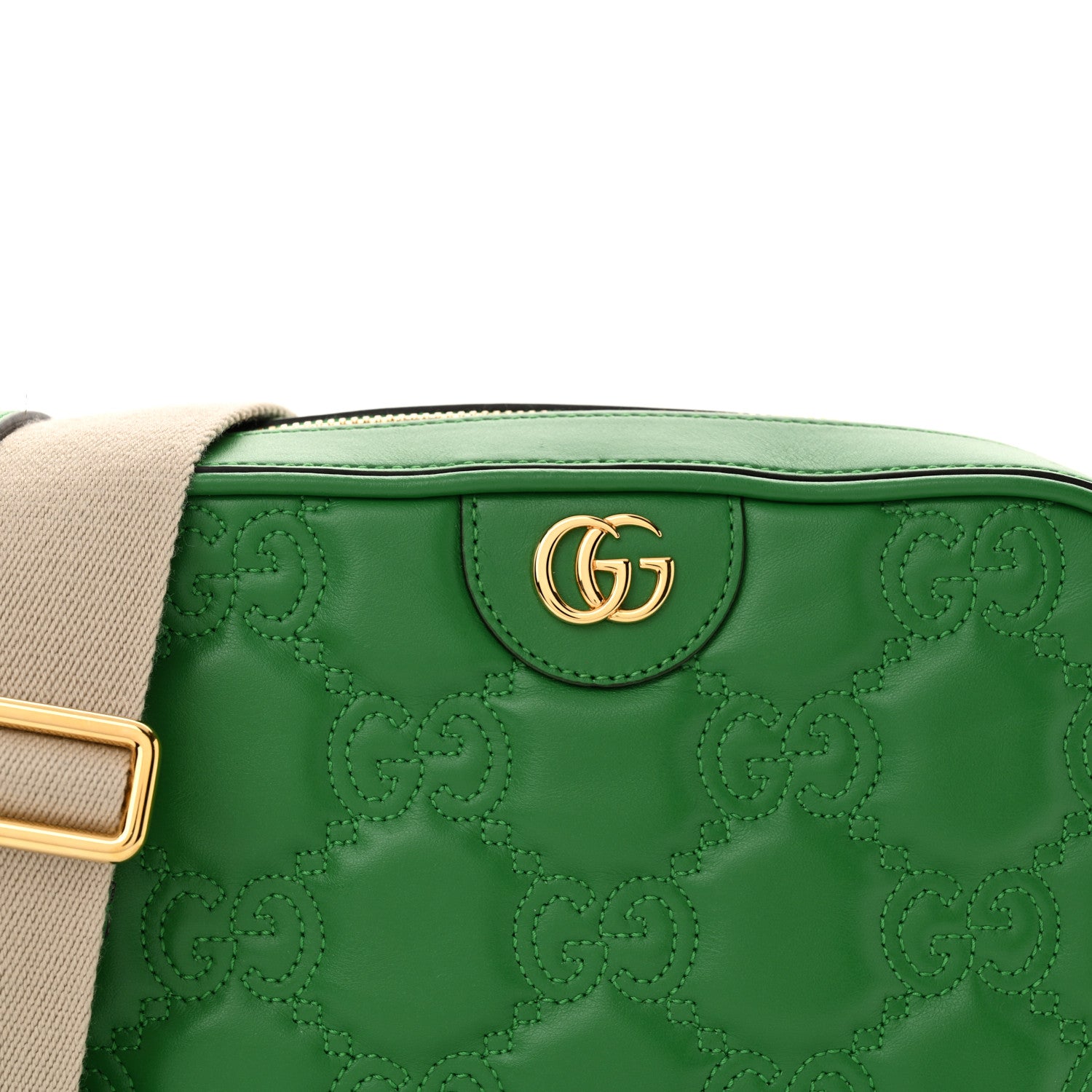 Gucci Calfskin GG Matelasse Shoulder Bag Spring Green Natural 8 of 11
