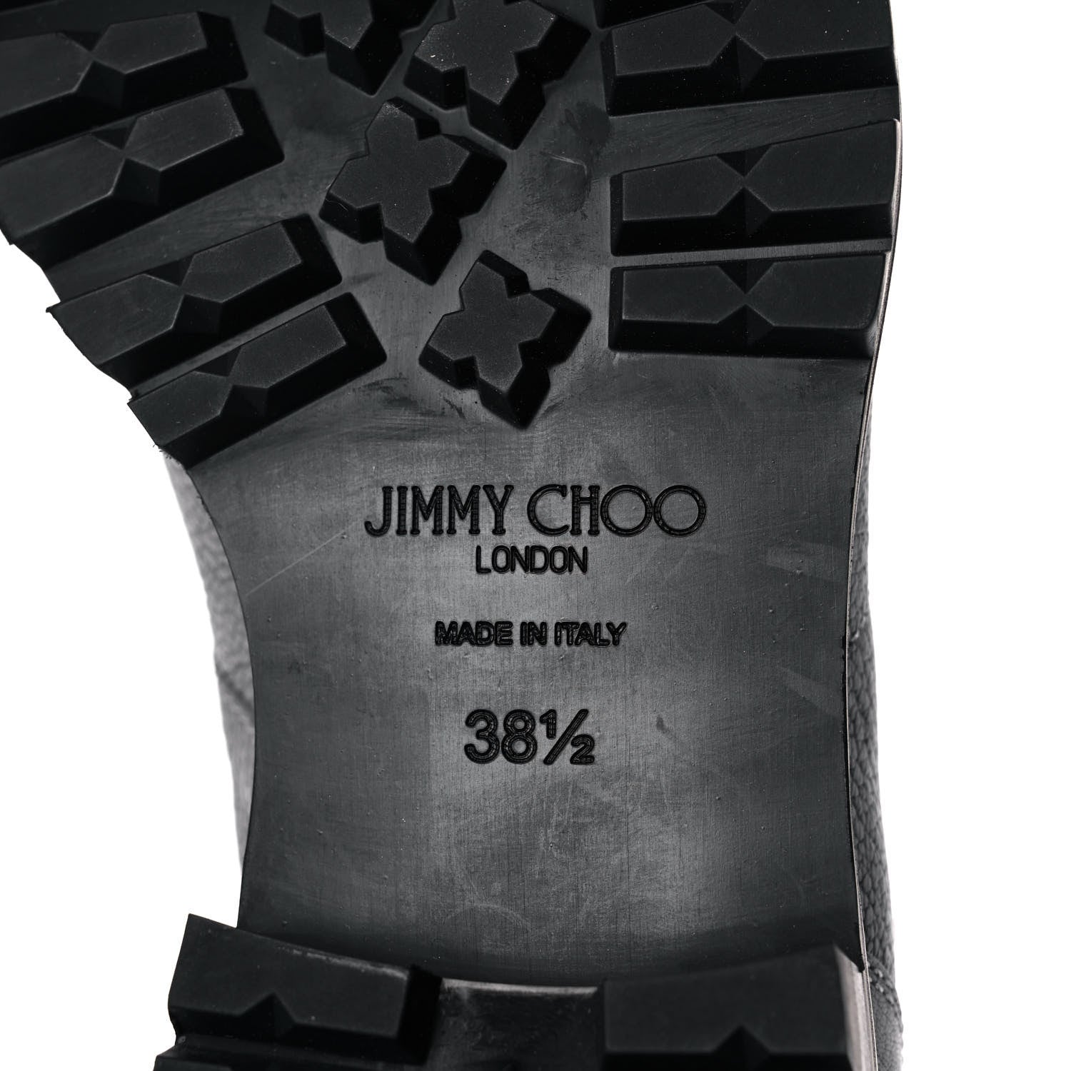 Jimmy Choo Grained Calfskin Crystal Embellished Cruz Combat Boots 38.5 Grey 6 of 8