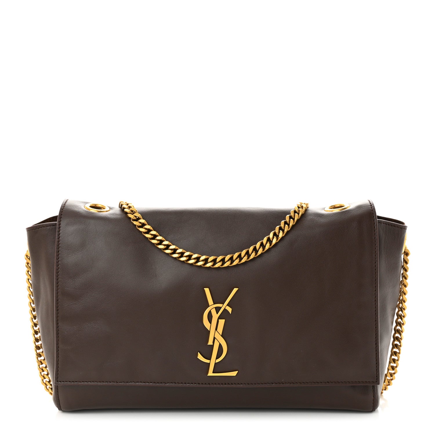 Saint Laurent Smooth Calfskin Suede Medium Reversible Monogram Kate Satchel Military Brown 1 of 10