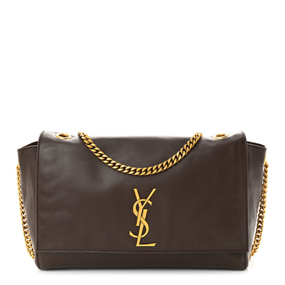 Saint Laurent Smooth Calfskin Suede Medium Reversible Monogram Kate Satchel Military Brown 1 of 10