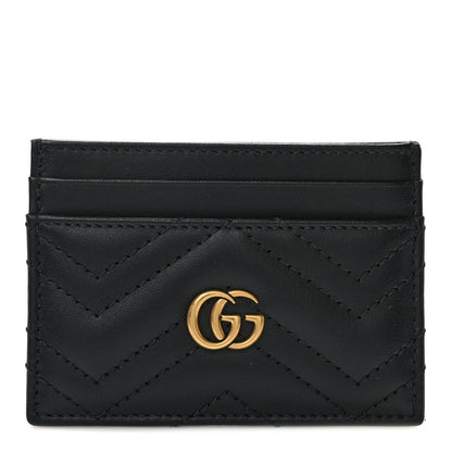 Gucci Calfskin Matelasse GG Marmont Card Holder Black 1 of 8