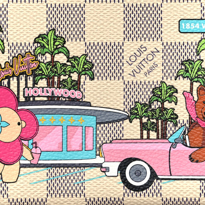 Louis Vuitton Damier Azur 2021 Christmas Animation Hollywood Mini Pochette Accessories Fuchsia 8 of 11