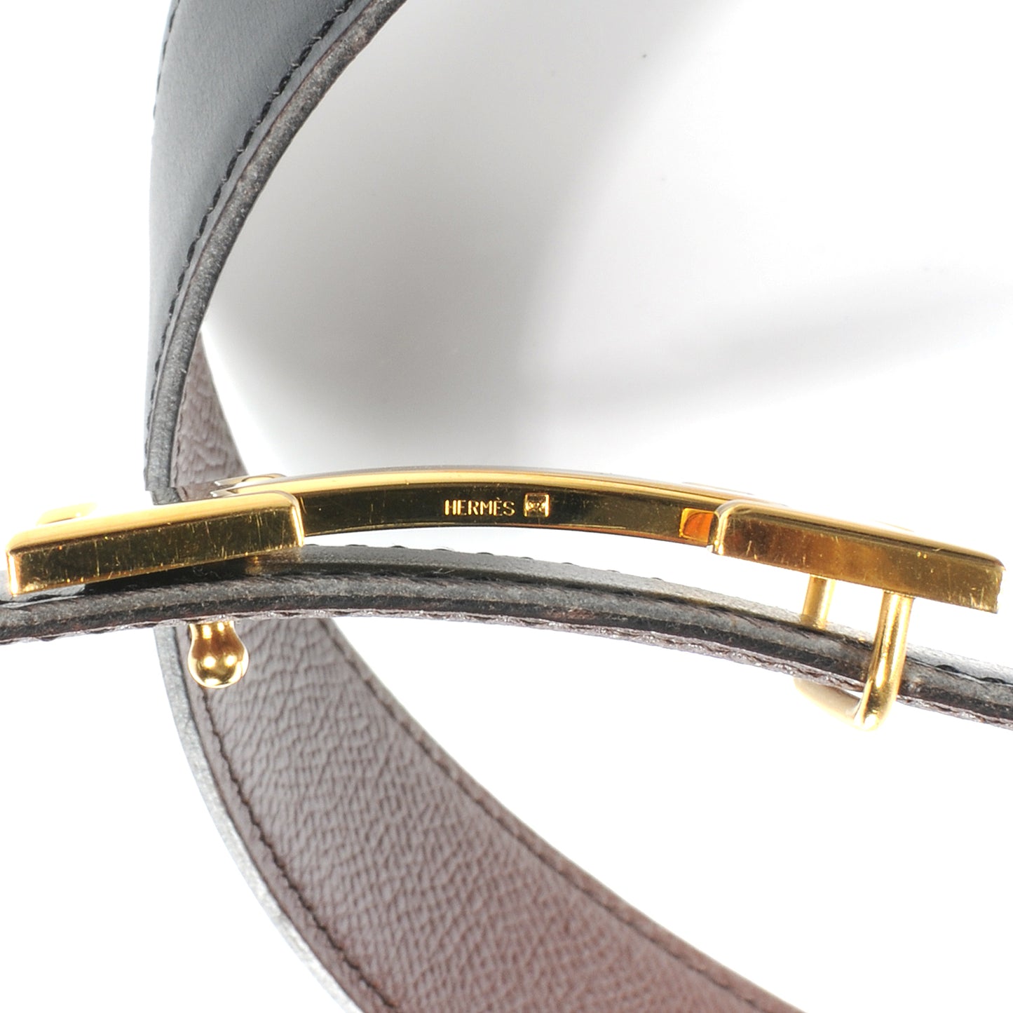 Box Courchevel Reversible Constance 32mm H Belt Noir Chocolate 70