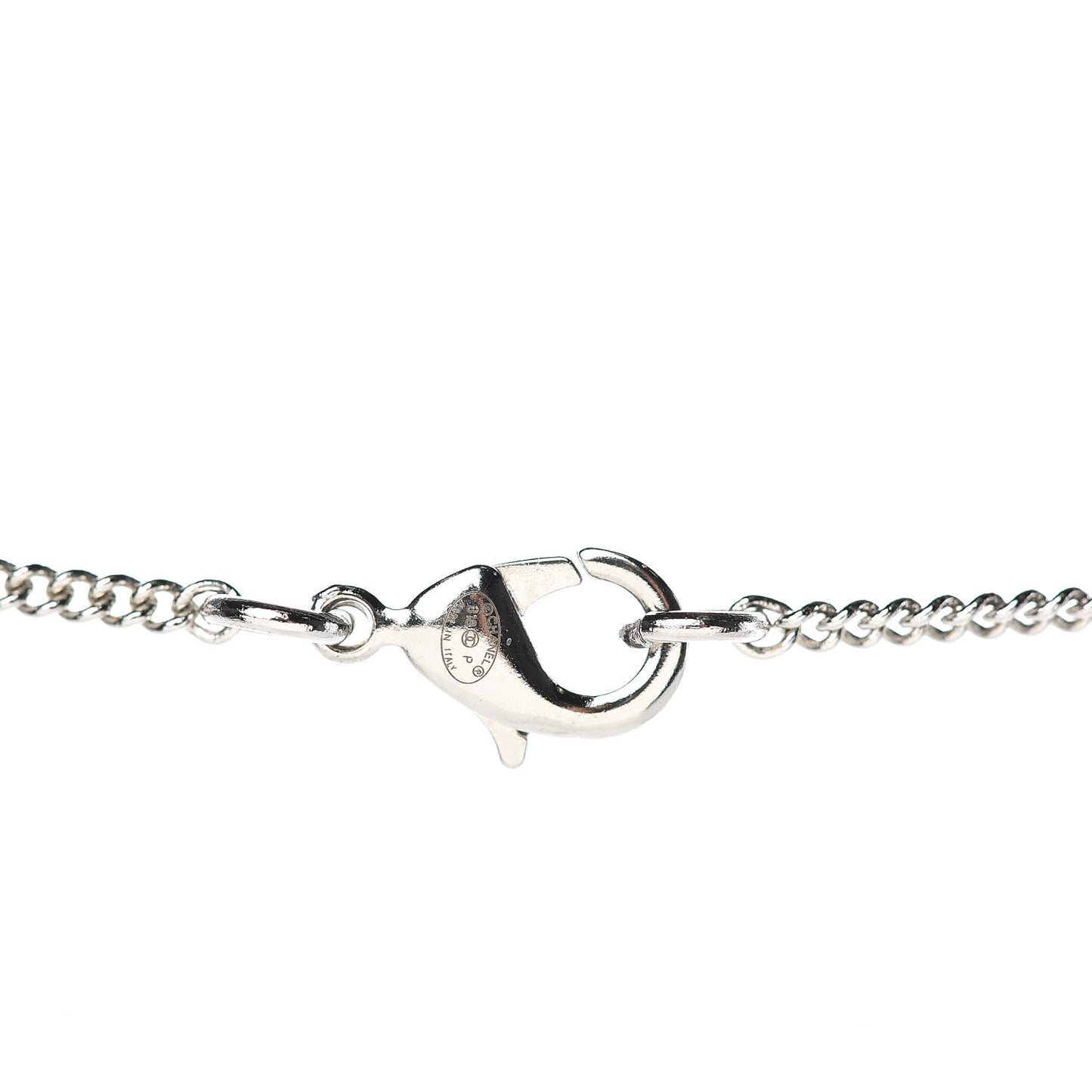 Baguette Crystal Large CC Necklace Silver