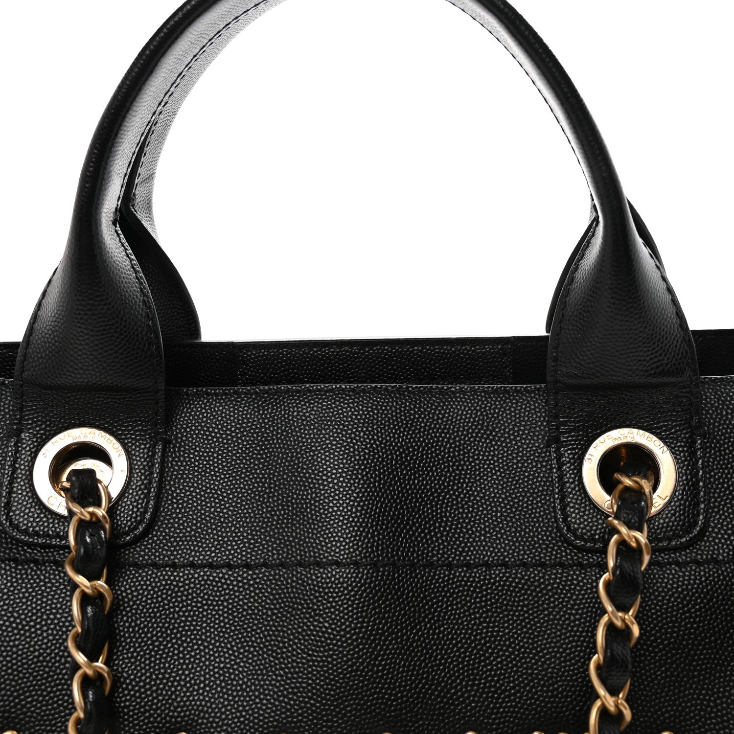 Chanel Caviar Small Studded Deauville Tote Black 7 of 9