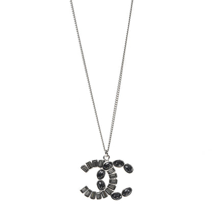 Chanel Baguette Crystal CC Pendant Necklace Silver 1 of 5