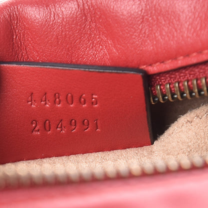 Gucci Calfskin Matelasse Mini GG Marmont Chain Shoulder Bag Hibiscus Red 7 of 11