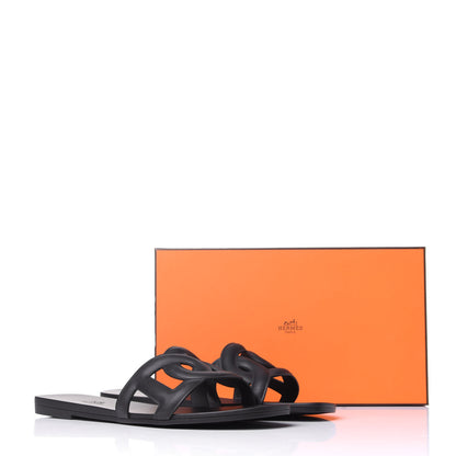 Hermes Rubber Aloha Sandals 39 Black 10 of 10