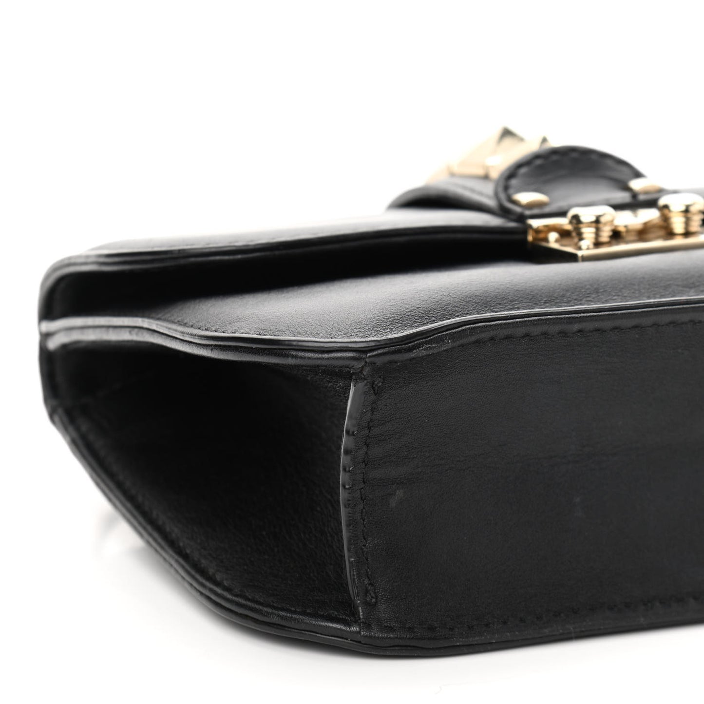 Vitello Small Glam Lock Rockstud Flap Black